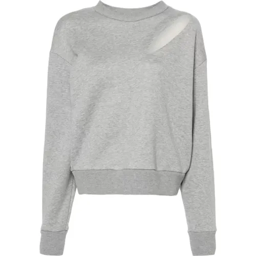 Grauer Pullover mit Cut-Out Details , Damen, Größe: S - alexander mcqueen - Modalova