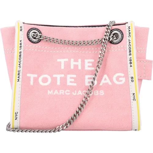 Rosa Ribbon Denim Mini Tote Bag , Damen, Größe: ONE Size - Marc Jacobs - Modalova