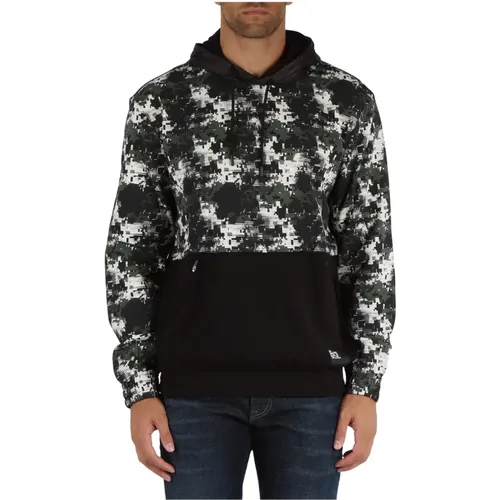 Hooded Cotton Sweatshirt with Contrast Inserts , male, Sizes: L, XL, 2XL, M, 3XL - Emporio Armani EA7 - Modalova