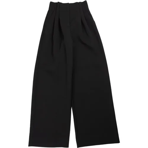 Schwarze Wide Leg Hose mit Polyester-Viskose Futter - Essentiel Antwerp - Modalova