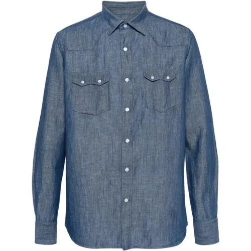 Chambray longsleeved shirt , male, Sizes: 2XL, 3XL - Lardini - Modalova