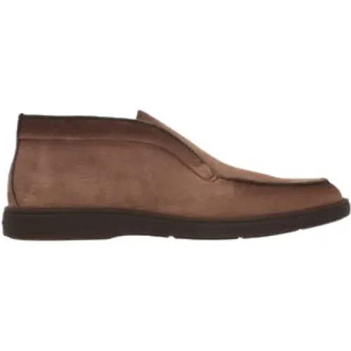 Braune Slip-On Stiefel mit Elastischen Bändern , Herren, Größe: 41 1/2 EU - Santoni - Modalova