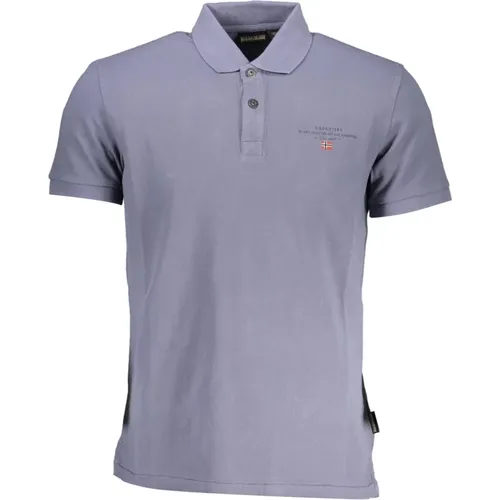 Blaues Baumwoll-Poloshirt mit Logo - Napapijri - Modalova