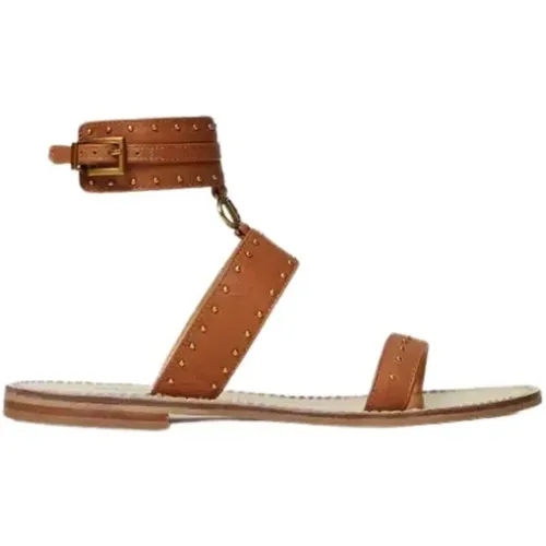 Flat Leather Sandals with Studs , female, Sizes: 6 UK, 5 UK, 8 UK, 3 UK - Twinset - Modalova