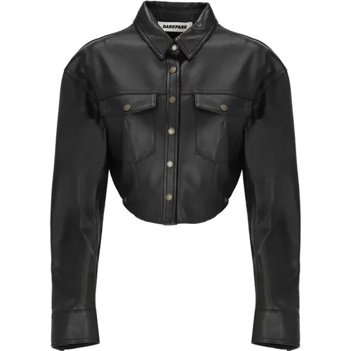 Leather Cropped Shirt for Women , female, Sizes: M - Darkpark - Modalova