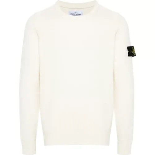 Weißer Crew-neck Lambswool Sweater , Herren, Größe: 2XL - Stone Island - Modalova