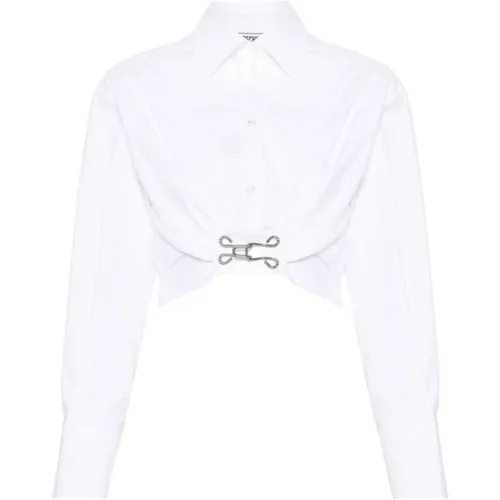 Cotton Shirt with Ruched Detailing , female, Sizes: S, XS, 2XS - Moschino - Modalova