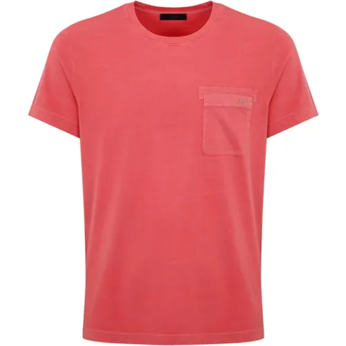 Herren Rotes Taschen-T-Shirt , Herren, Größe: L - Fay - Modalova
