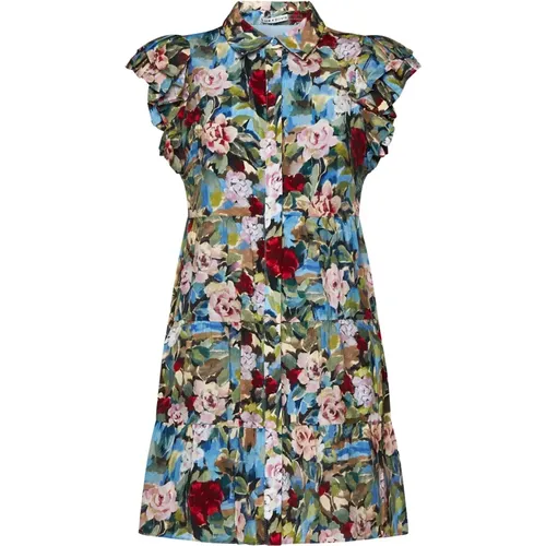 Ruffle Sleeve Shirt Dress , female, Sizes: L, M - alice + olivia - Modalova