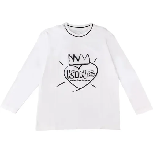 Kinder Langarm Baumwoll T-Shirt - Dolce & Gabbana - Modalova