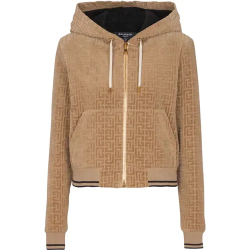 Beige Zipped Classic Jacke Balmain - Balmain - Modalova