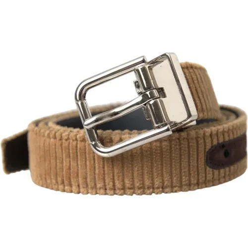 Velvet Metal Buckle Belt Men , male, Sizes: ONE SIZE - Dolce & Gabbana - Modalova