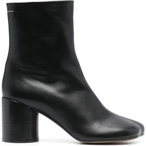 Schwarze Lederstiefeletten , Damen, Größe: 37 1/2 EU - MM6 Maison Margiela - Modalova