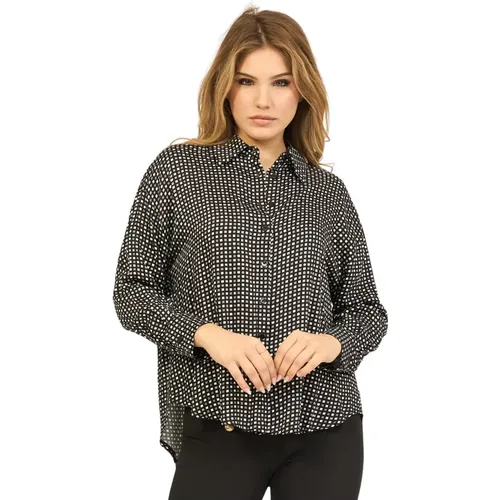 Long Sleeve Viscose Shirt with All-Over Print , female, Sizes: 2XL, L, M, XS, XL, S - YES ZEE - Modalova