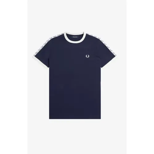 Taped Ringer T-Shirt Carbon , Herren, Größe: XL - Fred Perry - Modalova