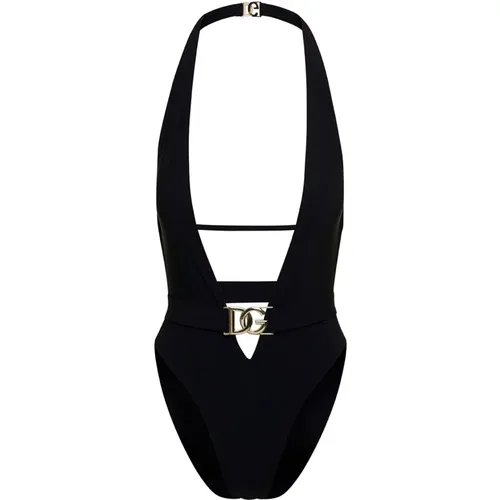 One-Piece Deep V-Neck Swimsuit , female, Sizes: XS - Dolce & Gabbana - Modalova