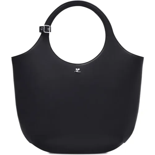 Schwarze Leder Tote Tasche - Courrèges - Modalova