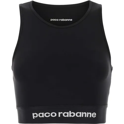 Schwarzes Stretch-Nylon-Top , Damen, Größe: S - Paco Rabanne - Modalova