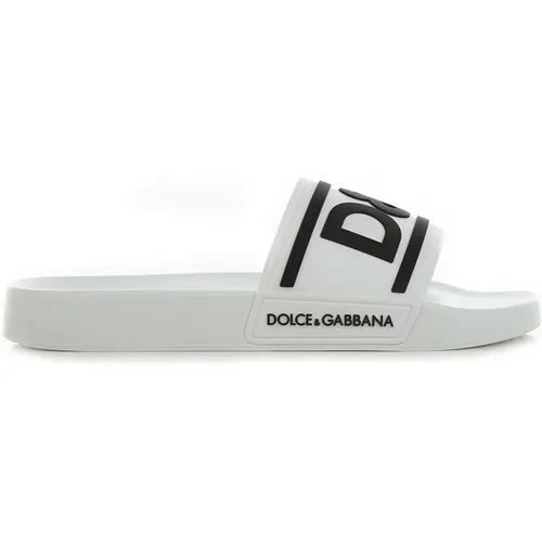 Logo Slides Rubber Men's Sandals , male, Sizes: 6 UK - Dolce & Gabbana - Modalova