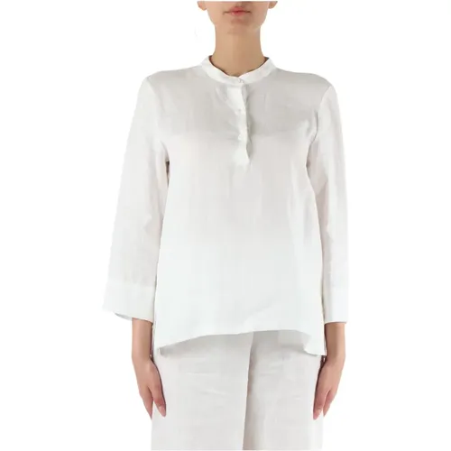 Linen blouse with Korean collar , female, Sizes: S, XS - NIU - Modalova