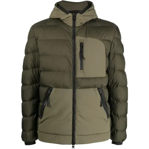 Down Jacket with Logo Patch and Zippered Pockets , male, Sizes: S, XL - Woolrich - Modalova