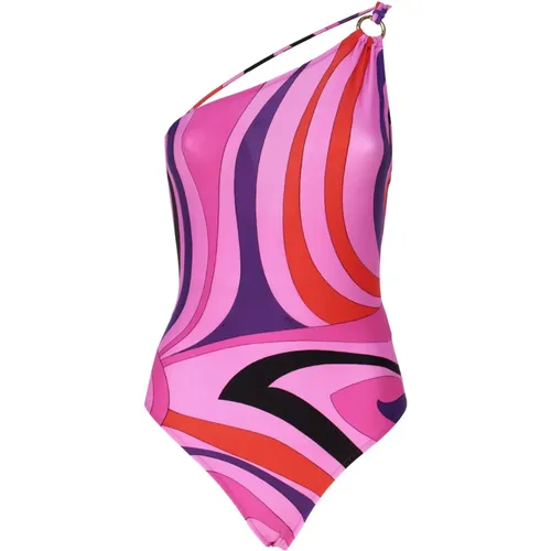 MultiColour One Shoulder Badeanzug , Damen, Größe: L - EMILIO PUCCI - Modalova