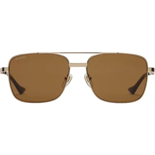 Herren Sonnenbrille mit quadratischem Metallgestell - Gucci - Modalova