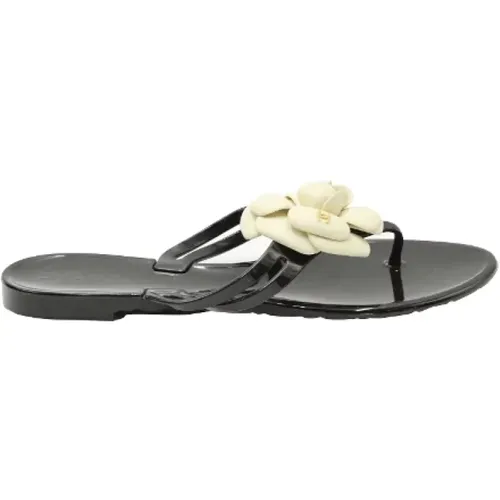 Schicke schwarze Jelly-Sandalen mit Kamelienblumendetails - Chanel Vintage - Modalova