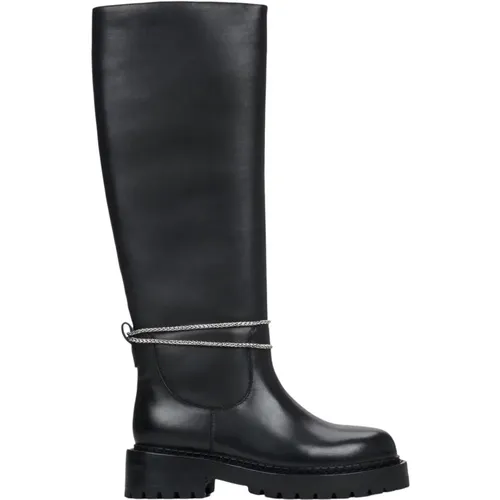 Damen Schwarze Weitschaft Lederstiefel für den Winter Er00110291 , Damen, Größe: 36 EU - Estro - Modalova