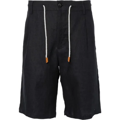 Linen Drawstring Shorts with Pockets , male, Sizes: W32, W34, W33 - Eleventy - Modalova