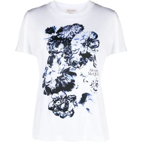 Floral Print T-shirt , female, Sizes: M, S, XS - alexander mcqueen - Modalova