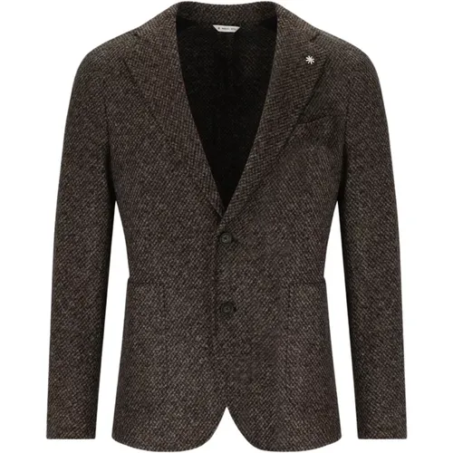 Braune Einreihige Jacke aus Wollmischung , Herren, Größe: XL - Manuel Ritz - Modalova