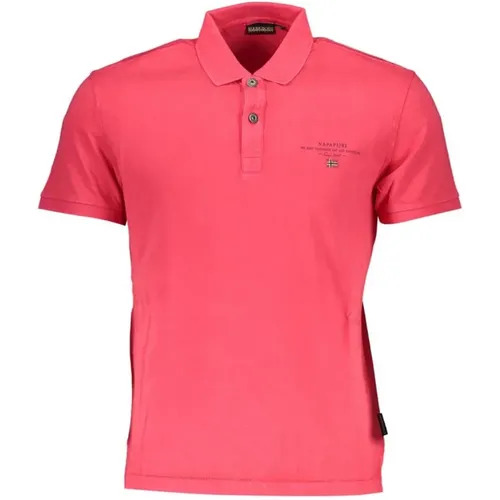 Rosa Besticktes Poloshirt , Herren, Größe: L - Napapijri - Modalova