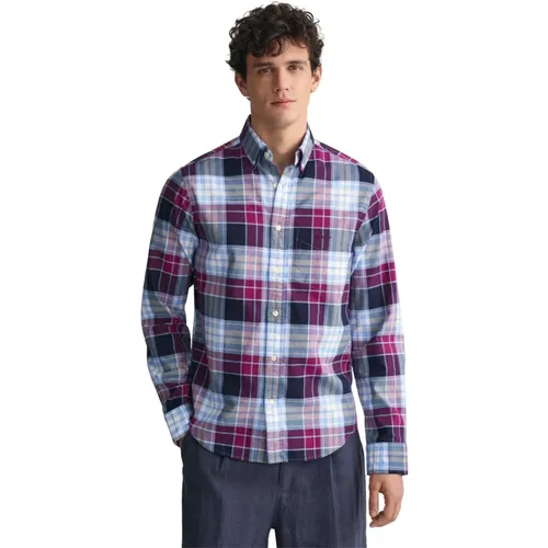 Kariertes Oxford-Hemd Regular Fit , Herren, Größe: L - Gant - Modalova