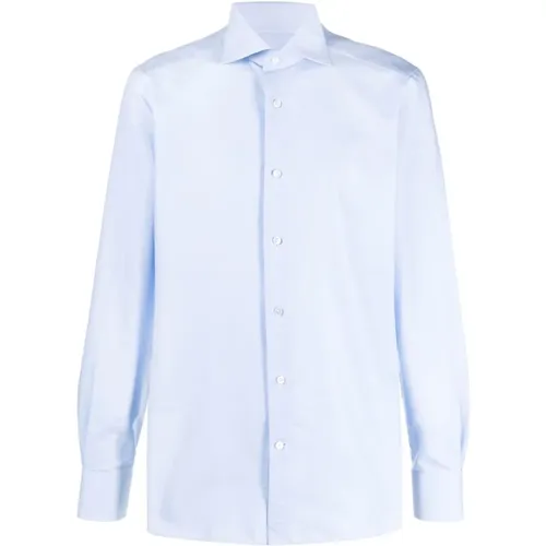 Cotton Poplin Shirt with Pointed Collar and Button Closure , male, Sizes: S - Ermenegildo Zegna - Modalova
