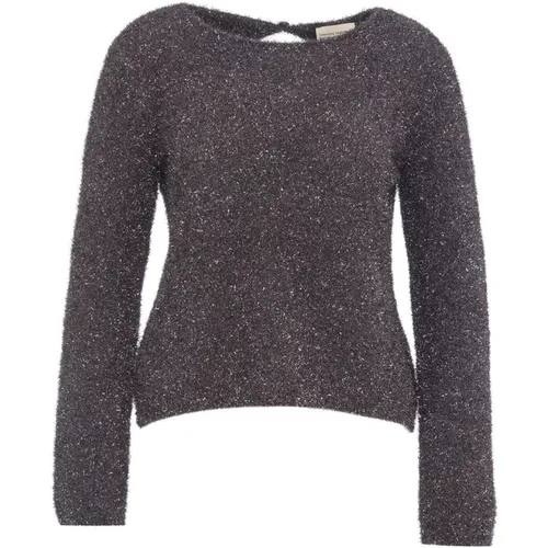 Lila Strickpullover Aw24 Stilvoller Rundhalsausschnitt , Damen, Größe: M - Semicouture - Modalova