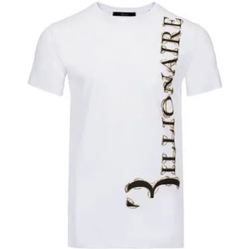 Weißes Logo-Print-Baumwoll-T-Shirt , Herren, Größe: XS - Billionaire - Modalova