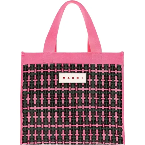 Rosa Jacquard Große Shopper-Tasche - Marni - Modalova