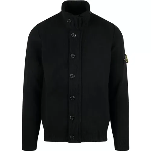 Zip Knit Cardigan in Lambswool , male, Sizes: L, XL, 2XL, M - Stone Island - Modalova