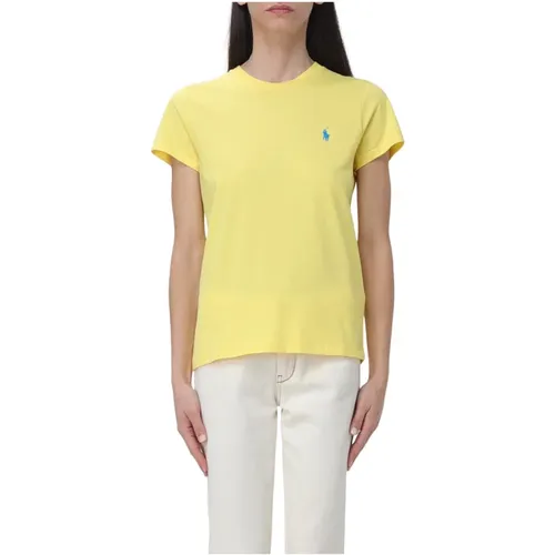 Baumwoll-Jersey Rundhals T-Shirt , Damen, Größe: S - Polo Ralph Lauren - Modalova