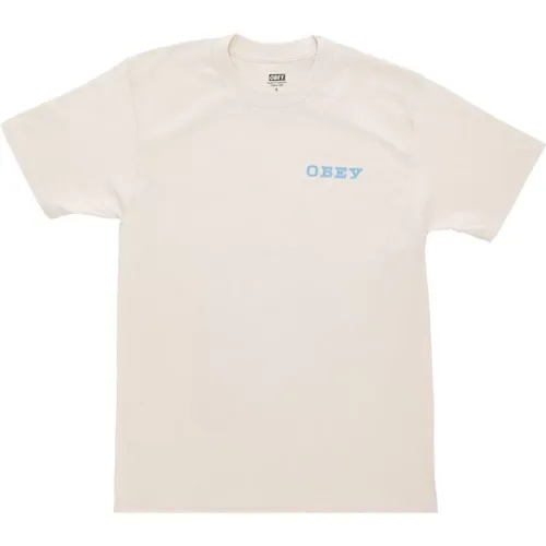 Klassisches cremefarbenes Herren T-Shirt , Herren, Größe: XL - Obey - Modalova