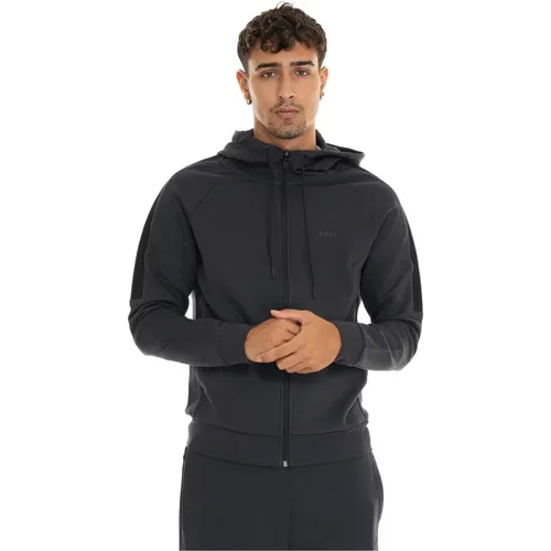 Kapuzen-Zip-Sweatshirt mit Logo , Herren, Größe: M - Boss - Modalova