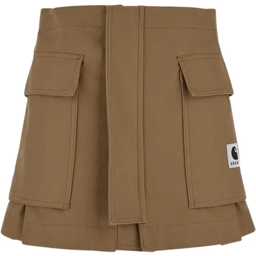Praktische Baumwoll-Cargo-Shorts , Damen, Größe: L - Sacai - Modalova