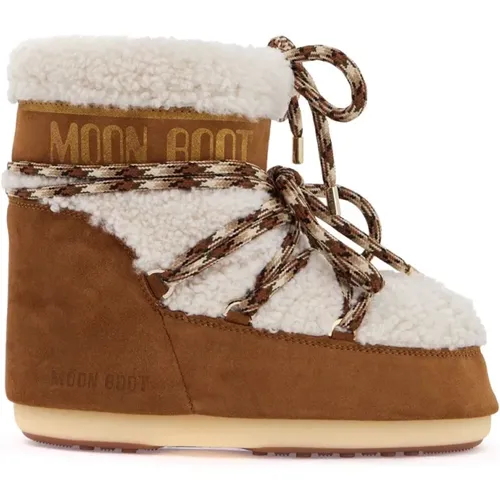 Shearling Snow Boots with Criss-Cross Laces , female, Sizes: 6 UK, 9 UK, 3 UK - moon boot - Modalova