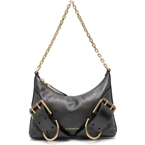 Schwarze Taschen - Stilvolle Kollektion,Shoulder Bags,Vintage Schwarze Leder Umhängetasche mit Antikem Goldbeschlag - Givenchy - Modalova