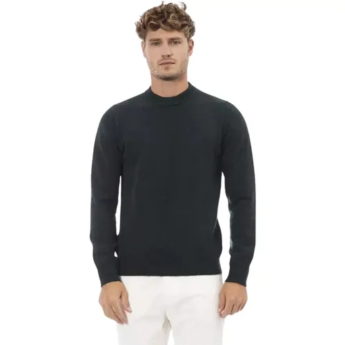 Eleganter Grüner Wollpullover , Herren, Größe: XL - Alpha Studio - Modalova