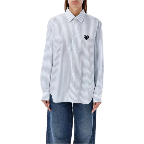 Gestreiftes Herz-Patch-Hemd , Damen, Größe: L - Comme des Garçons - Modalova