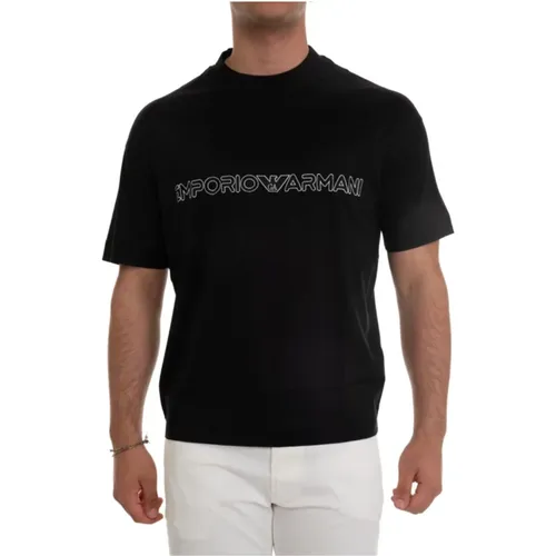 Luxuriöses Lyocell-Mischung T-Shirt für Herren , Herren, Größe: 2XL - Emporio Armani - Modalova