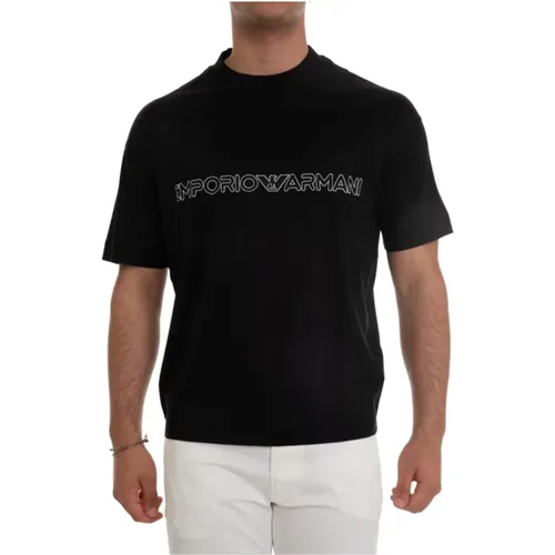 Luxuriöses Lyocell-Mischung T-Shirt für Herren , Herren, Größe: L - Emporio Armani - Modalova