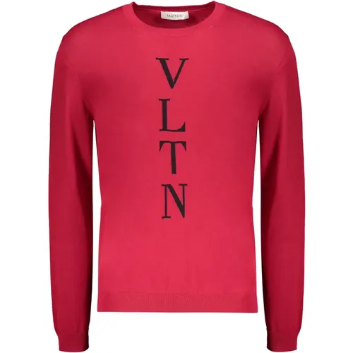 Baumwoll-Crew-Neck-Pullover mit Logodetail , Herren, Größe: 2XL - Valentino - Modalova